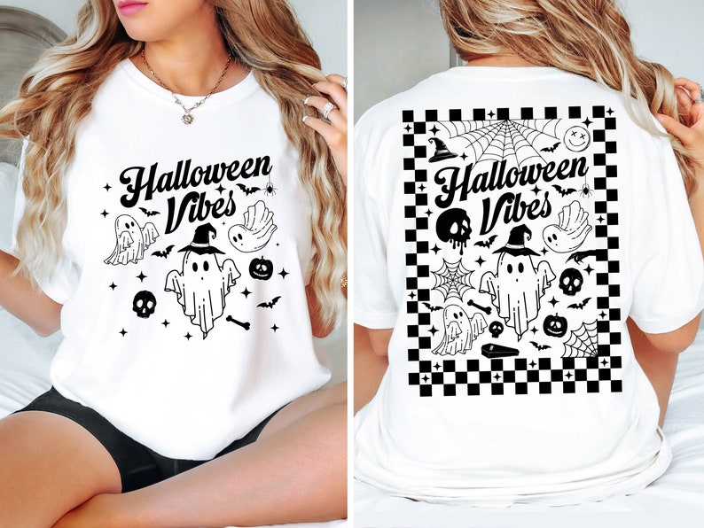 Front and Back Halloween Print Spooky Season T-shirt