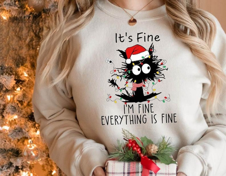 Christmas Black Cat Sweatshirt