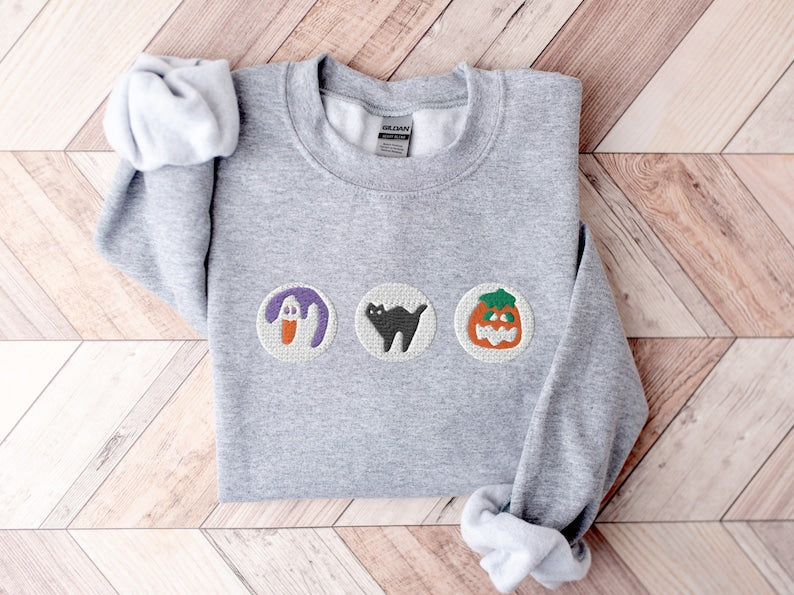 Halloween Cookies Boo Embroidered Sweatshirt