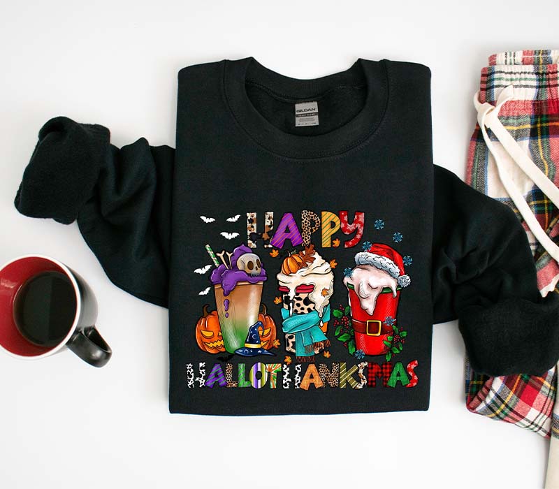 HalloThanksMas Holiday Season Sweatshirt