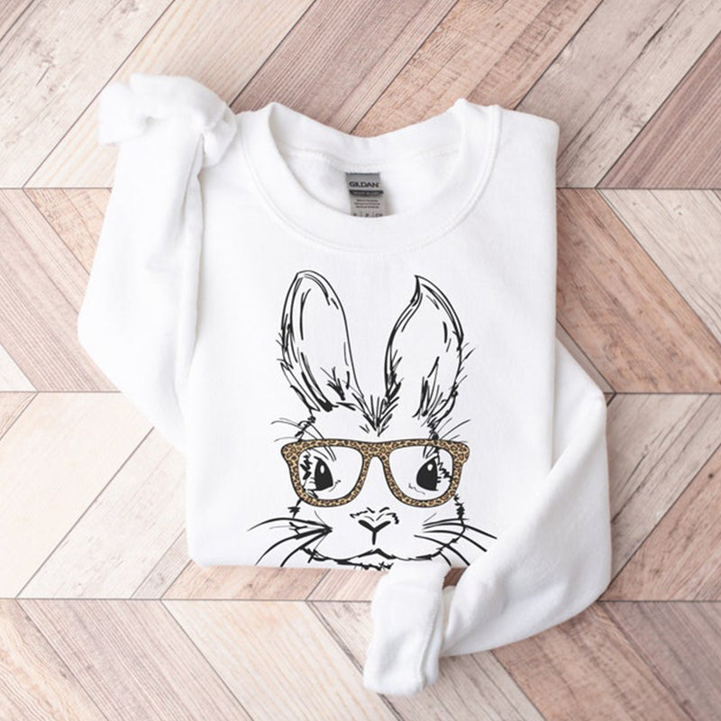 Happy Easter Bunny With Leopard Glasses Sweatshirt