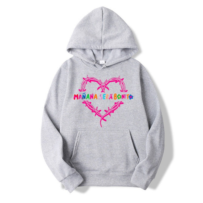 Pink Heart Print Hoodie