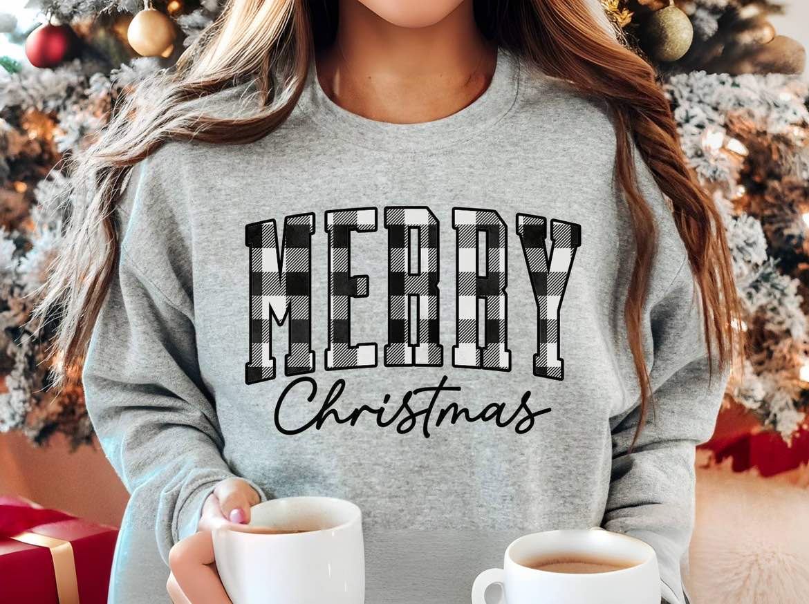Merry Christmas Letter Print Sweatshirt