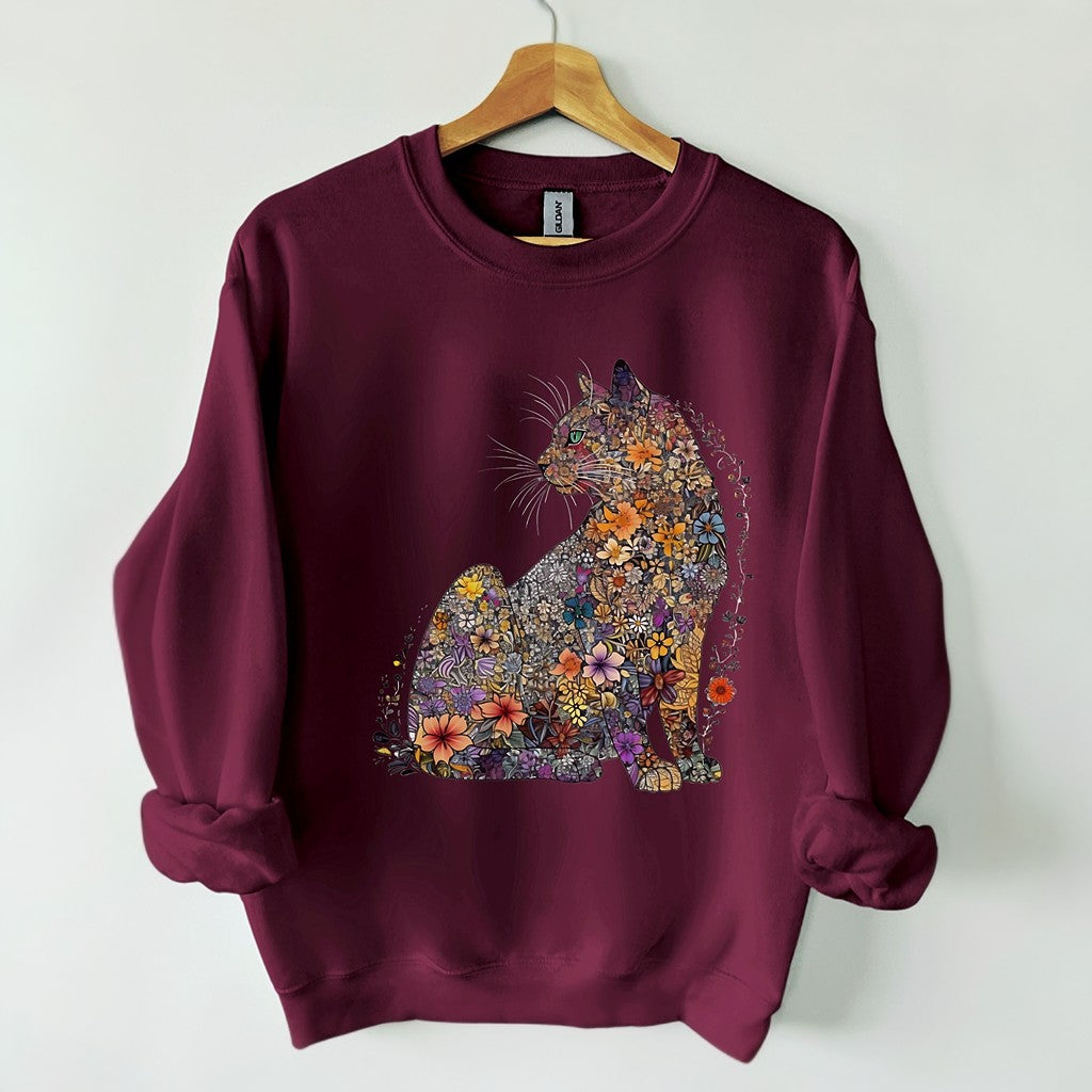 Floral Cat Mom Cat Lover Sweatshirt