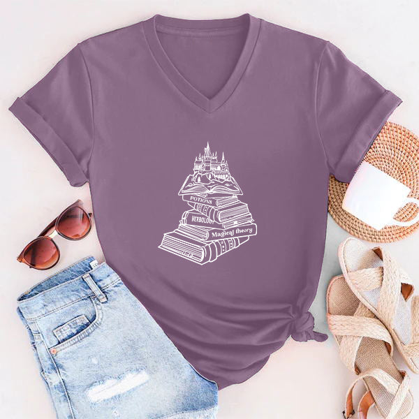 Hogwarts School Magical Book Castle Print T-shirt