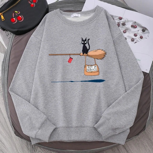 Cute black cat GiGi print sweatshirt