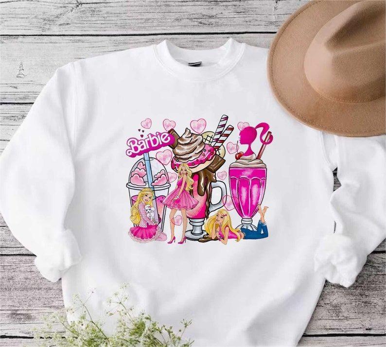 2 Styles Barbie Coffee Print Sweatshirt
