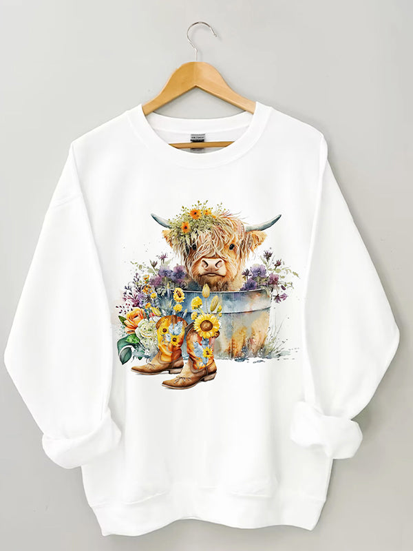 Highland Cow in Metal Tub Sweatshirt