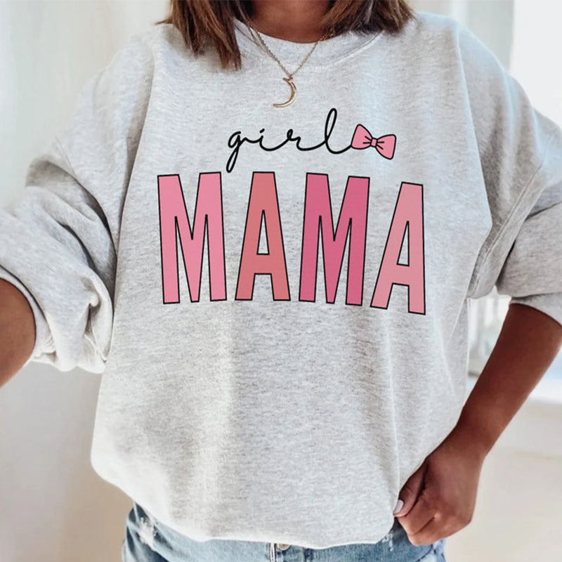 Mother's Day Girl Mama Letter Print Sweatshirt