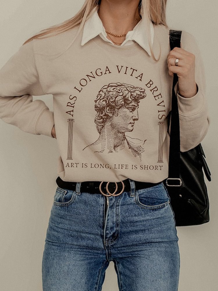 Literary Statue Print Sweatshirt